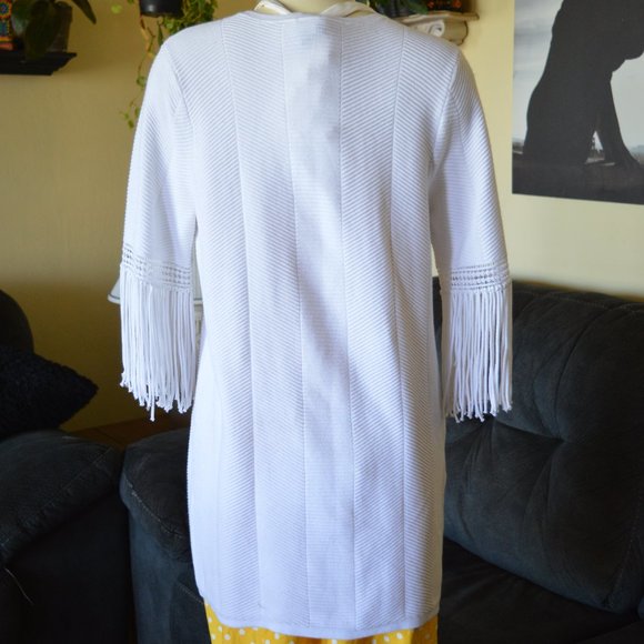 Chico's Travelers Cardigan Ribbed Fringe Cover up Jacket Quick Dry Wrinkle Free - Picture 7 of 10